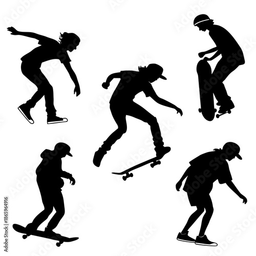 Skateboarders in action