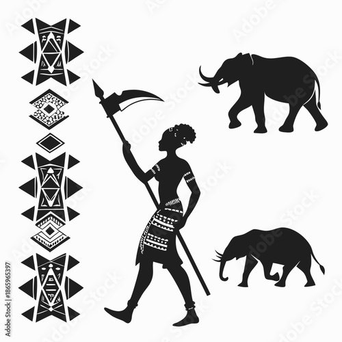 African tribal silhouette