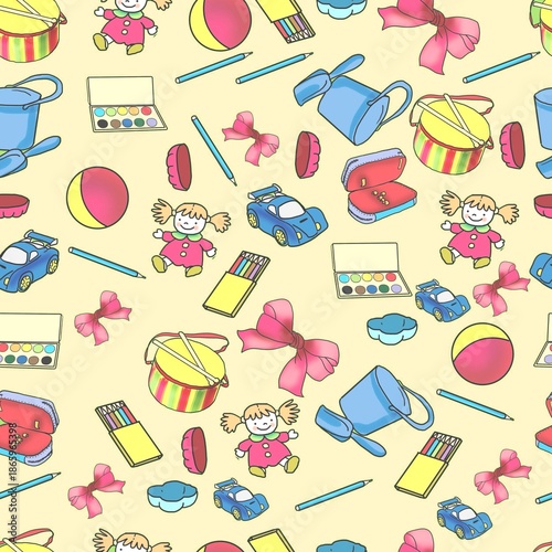seamless pattern with toys accessories