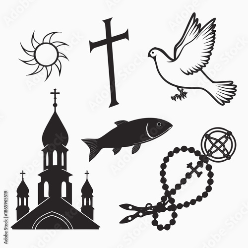 Religious symbols illustration