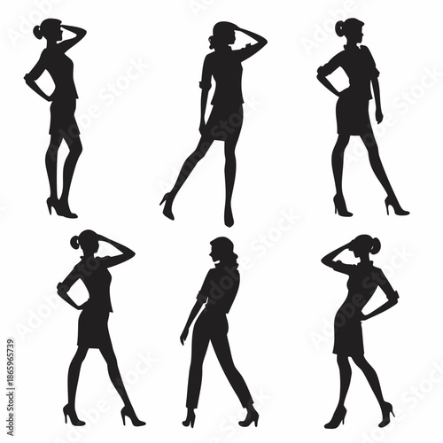 Billede på lærred Silhouettes of women in various poses