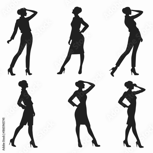 Silhouettes of women in various poses
