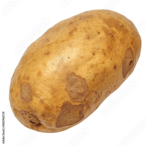Potato Sits on a Plain Surface With Rough Texture and Brown Color in the Kitc...