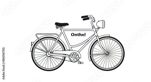 Classic Vintage City Bicycle Line Art Illustration.
