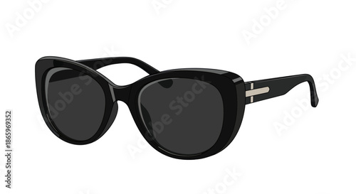 Stylish Black Cat-Eye Sunglasses with Silver Accent Detail.