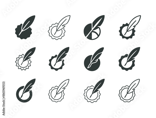 Notary Emblem Icons. The Role of Notaries and Public Notary Services. Icon set. Set Logo of Notaries and Public Notary Services: notary seal emblem. harmonious