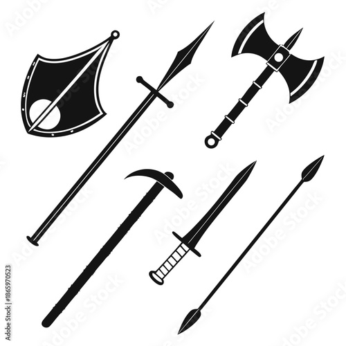Medieval weaponry illustrations