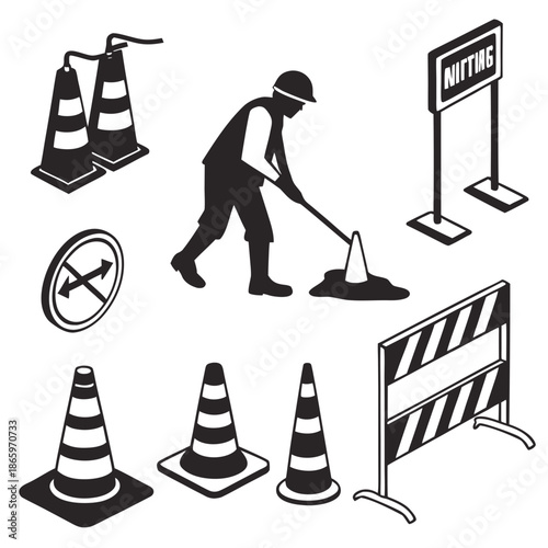 Construction safety icons