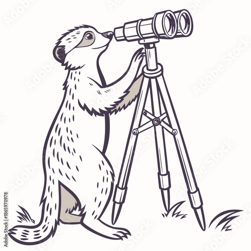 Curious meerkat with binoculars