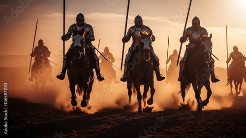 Armored Horse Warriors Riding Into Battle
