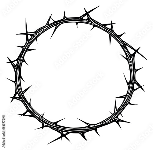 Hand drawn illustration of a crown of thorns depicting christian symbolism for religious designs