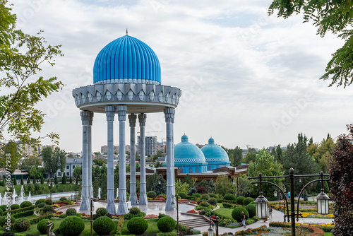 Memorial complex to the victims of repression in Tashkent, Uzbekistan 09.10.2025. People walking in a public park near the memorial site.