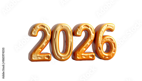 Shiny, golden 2026 numerals rendered against a stark black backdrop
