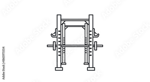 Smith Machine Gym Equipment Line Art Illustration for Weight Training.