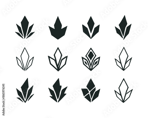 Element Logo Variations. Element. Icon set. Set Logo of Element: Metal Shard. harmonious logo variations of the same emblematic concept, each with different
