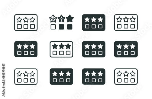 Crowdsourced Logo Set. Crowdsourced design projects. Icon set. Set Logo of crowdsourced design projects: voting stars panel. harmonious logo variations of the