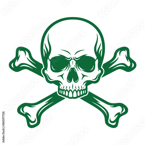 green skull and crossbones symbol isolated on transparent background