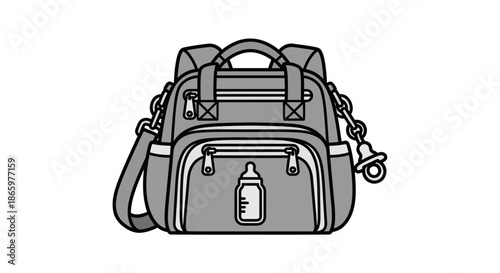 Illustrated Baby Changing Bag with Bottle and Pacifier.