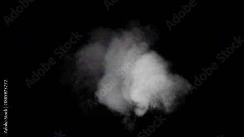 White smoke or steam puff on black background