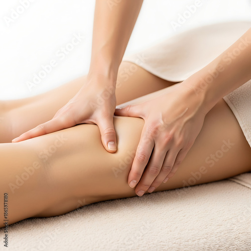 Massage Therapist Kneading Leg Muscle