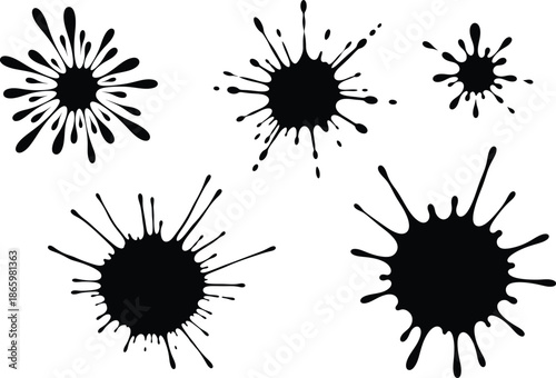Ink splatter patterns on white background