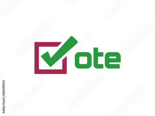A simple yet powerful illustration of the word 'vote' with a green checkmark symbol