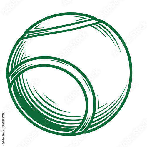 Green abstract swirling circular shape with curved lines and shading  isolated on transparent background