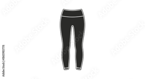 Black High-Waisted Athletic Leggings with White Trim Detail.