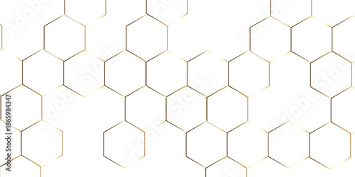 Abstract hexagon white background with shadow .golden background Futuristic blue neon honeycombs. Modern technology design. Vector illustration.	