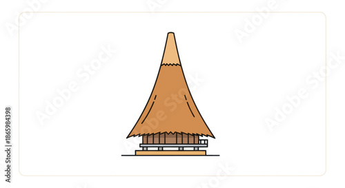 Traditional Thatched Roof Hut with Elevated Wooden Structure.