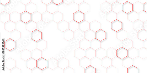 abstract geometric red texture background red hexagon 3D background texture. 3d rendering illustration. Clear pattern abstract background hexagon .Futuristic abstract banner.	