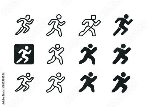 Champion Mindset Icons. The champion mindset. Icon set. Set Logo of The champion mindset: running athlete. harmonious logo variations of the same emblematic