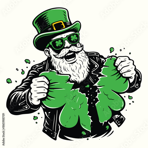 St. Patrick's Day Rocker Tearing Four-Leaf Clover Vector