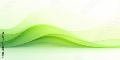 Green abstract wavy background with soft gradient colors
