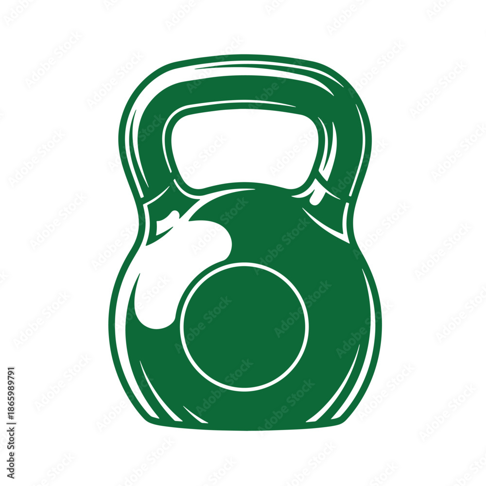 Fototapeta premium Green kettlebell icon for fitness and exercise equipment symbol for strength training and workout routines