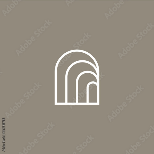 tunnel niche door window arch logo vector icon illustration