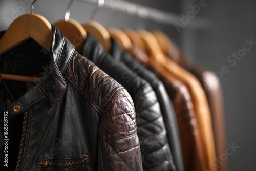 Wallpaper Mural Close-up of natural grain leather jackets in warm tones Torontodigital.ca