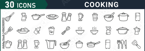 Cooking icons set for culinary designs and kitchen decor inspiration