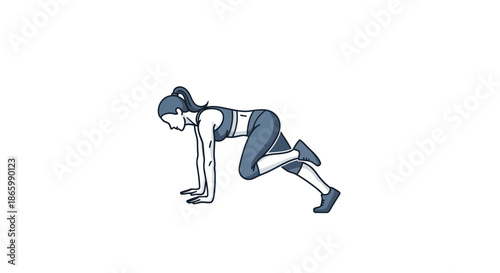 Woman performing mountain climber exercise in athletic wear.