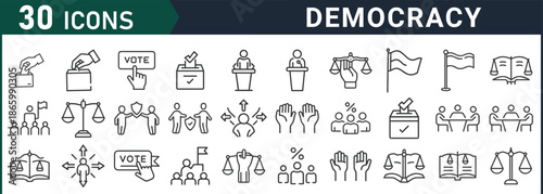 Democracy icons set for government, politics, and civic engagement