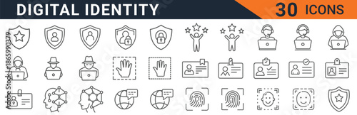 Digital identity icons for secure online presence and technology