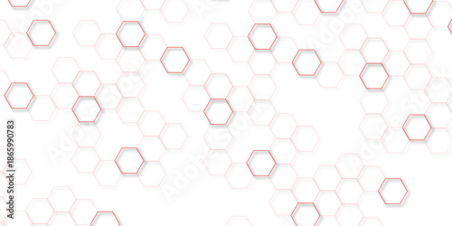 abstract geometric red texture background red hexagon 3D background texture. 3d rendering illustration. Clear pattern abstract background hexagon .Futuristic abstract banner.	