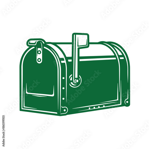 Green metal safe box with handle and lock on front isolated on transparent background