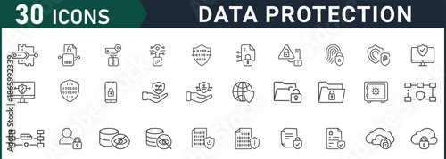Data protection icons for secure business and technology solutions