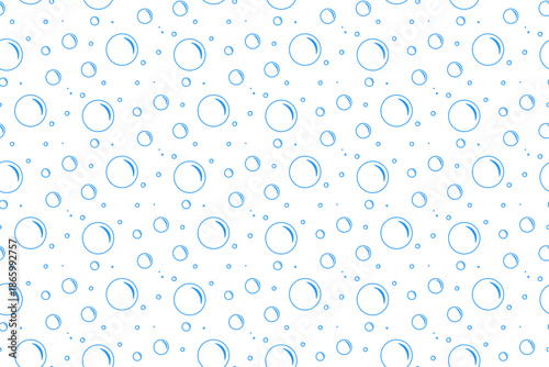 Bubbles soda seamless pattern. Сarbonated blue water texture