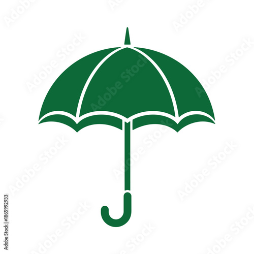 Green umbrella icon with white outline on white background