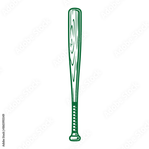 Green wood baseball bat with handle and knob  sports equipment for playing baseball