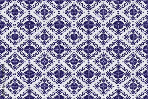 A deep navy blue Demark floral seamless pattern The dark blue palette adds sophistication, calmness, and depth, while the clean Nordic floral shapes create a timeless and refined aesthetic. 