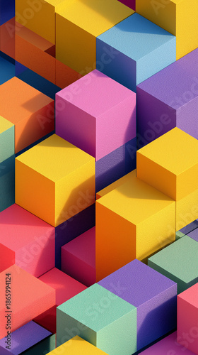 Playful Geometric Composition with Bold Color Blocks, Modern Abstract Design Concept for Creative Branding, Contemporary Visual Identity, Digital Art, and Marketing Backgrounds