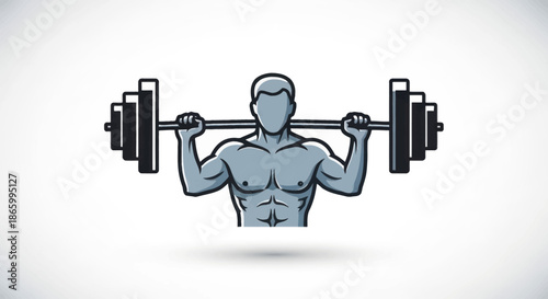 Muscular man lifting heavy barbell in a gym workout.